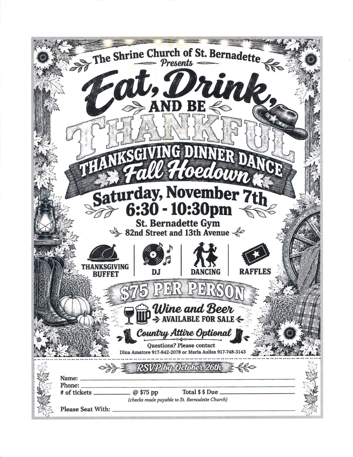 St. Bernadette Fall Hoedown Saturday November 17, 2026